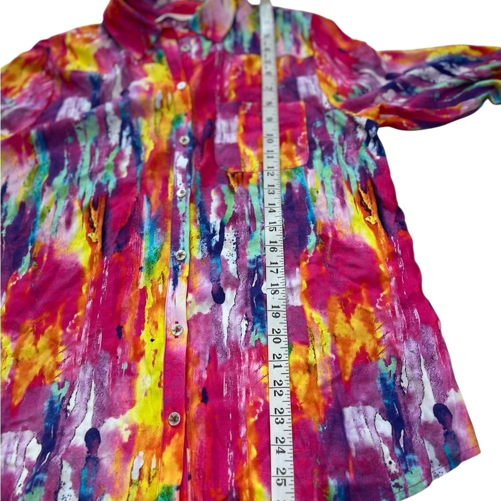 Soft Surroundings PM Festiva Embellished Vibrant Button Front Top Blouse Tunic - Picture 9 of 15